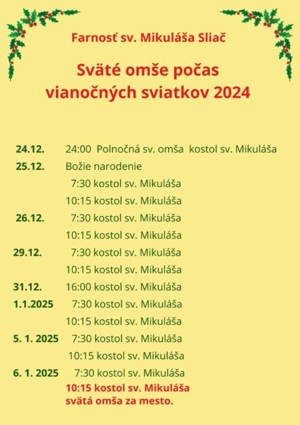 Sv.omša Vianoce 2024